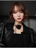 ミディアムボブ前髪カット大人ガーリー_F1336