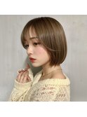 ミディアムレイヤーカット/髪質改善/韓国/前髪/新宿/ブリーチ