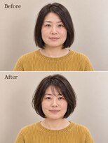 aptas 青山/表参道 白髪染め/白髪ぼかしハイライト/ボリュームアップエクステ 40代の大人ふんわりボブ|表参道・青山