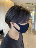 メンズハイライト/ネイビーアッシュ/センターパート/西原