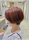 アプリコットオレンジ×ショートボブ