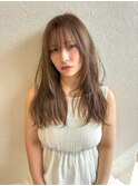 20代暗めカラーデザインカラーロングオリーブグレージュベージュ