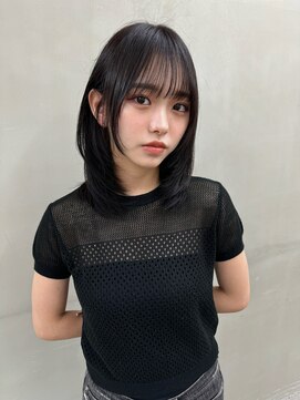 ガーデン 渋谷(GARDEN) 黒髪ボブルフネビージュワンレンミディアムヘア