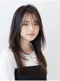 チョコグレージュ/20代30代大人かわいい/ミディアムレイヤー