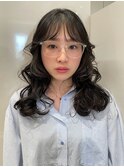 レイヤーカットウェーブヘア黒髪アレンジヘア