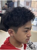 熊本 スパイキーパーマ ショート アップバング MEN'S HAIR