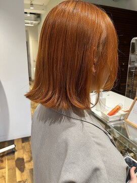 切りっぱなし外ハネボブ×マンダリンオレンジカラー