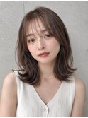 髪質改善 透明感ベージュ レイヤー外ハネミディアム