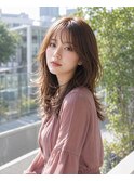 チョコレートブラウン×ゆるふわロングレイヤー×小顔