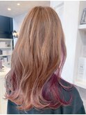 福山市美容室Caary人気チラ見せインナービビットピンク&パープル