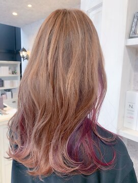 キャアリー(Caary) 福山市美容室Caary人気チラ見せインナービビットピンク&パープル