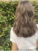 ベージュ系コントラストハイライト/曳舟ダブルカラー白髪ぼかし