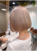 ぱつんとボブ×ホワイトミルクティー