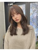 レイヤーカット前髪カットチョコレートベージュブリーチなし