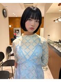 大人ボブ大人ショートボブ切りっぱなしボブ前髪あり前下がりボブ