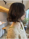 ぱつっとボブ 波巻き仕上げ