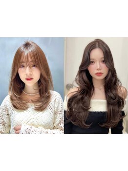 【韓国顔周りカット＋透明感カラー￥9,900】華やかなくびれレイヤーで創る大人韓国ヘアスタイル＊