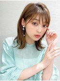 耳かけショートボブ/30代/40代/50代/チェリーブラウン