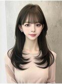 サイドバングミディアムヘア透明感カラーミルクティーベージュ☆