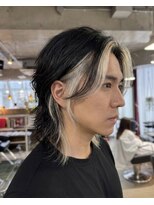 モモ(momo)&nbsp;メンズウルフダウンパーマシースルーマッシュメンズハイトーン