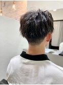 ツーブロックマッシュ センターパート 波アレンジ