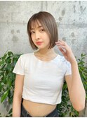切りっぱなしボブ×ブリーチなしミルクティーベージュ[仙台]