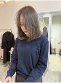 グレージュ レイヤーカット 韓国ヘア ハイライト