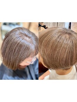 白髪が気になり始めたら、おしゃれ染めのような透明感と艶感が叶う白髪ぼかしで悩みを改善。