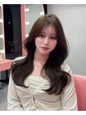 前髪/韓国風巻き/マロンベージュ/くすみベージュ/レイヤーカット