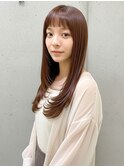  艶髪ストレートロング×ぱつんと前髪