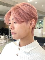 サンクマーケット 渋谷(cinq MARKET) 渋谷メンズブリーチカラーコーラルピンクベージュセンターパート