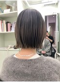 切りっぱなし　大人ボブ　ハイライト　ケアブリーチ　ボブ