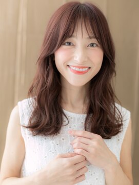 カバーヘア ブリス 川口(COVER HAIR bliss) ピンクミルクティーベージュ小顔フェミニンロングX川口30代40代