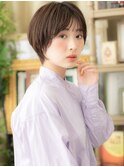バレイヤージュ黒髪大人小顔前下がりショートa浦和20代30代40代