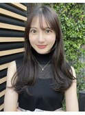 ミディアムレイヤー顔まわり前髪カットオリーブベージュ群馬太田