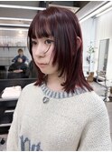 ブリーチなしダブルカラー ピンクブラウン レイヤーカット
