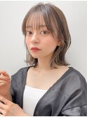 美髪イメチェンワイドバングイヤリングカラー外ハネボブa