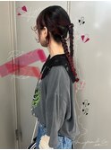 編み込み×三つ編みアレンジ