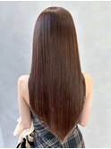 ロングオリーブベージュ韓国ヘア顔周りレイヤー_ba563981