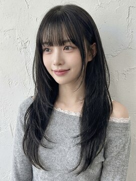 シンク オモテサンドウ(sync omotesando) ハッシュカット/顏周りレイヤー/ロングレイヤー/黒髪/韓国ヘア