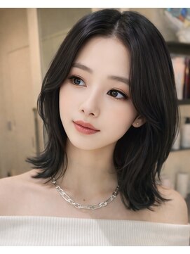 サンド 池袋 2nd(sand) 黒髪でも可愛いレイヤーミディアム/艶カラー/縮毛矯正/髪質改善