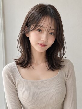 ロティー 天神(loty) ミディアム レイヤー ボブ 小顔 似合わせ 透明感カラー