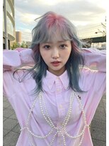 ディーン 名駅店(DEAN)&nbsp;ブリーチ ハイトーン ピンク ブルー ダブルカラー デザインカラ