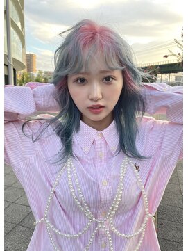 ディーン 名駅店(DEAN) ブリーチ ハイトーン ピンク ブルー ダブルカラー デザインカラ