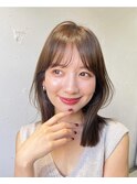 柔らかシアーカラーマットベージュ ミディアムレイヤー