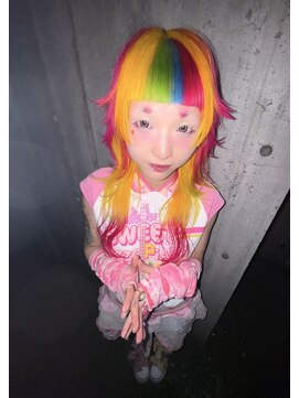 レコ 渋谷(LECO) マレットヘアレイヤーレインボーカラーデザインカラー姫カット