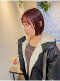 プツっとストレートボブ×チェリーレッド
