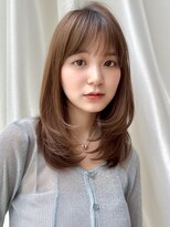 バイオレットジェム(Violet`jem)&nbsp;ミディアムレイヤーカットマロンベージュぱっつん前髪KA-82