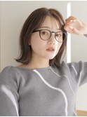 外ハネボブ くびれボブ 切りっぱなし 小顔 オリーブグレー