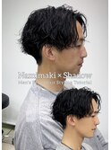 波巻きシャドウルーズスパイラルセンターパート赤羽メンズパーマ